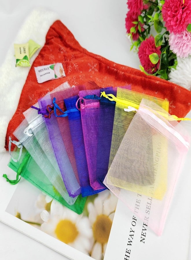 JUNSDUKE 10 Pcs Small Gift Bags, Mix Color Organza Bags 3x4 Inches, Mesh Drawstring Bag for Wedding, Party, Christmas, Jewelry, Candy (10) - Image 5